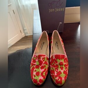 Jon Josef Women's Floral Loafers - Red and Green